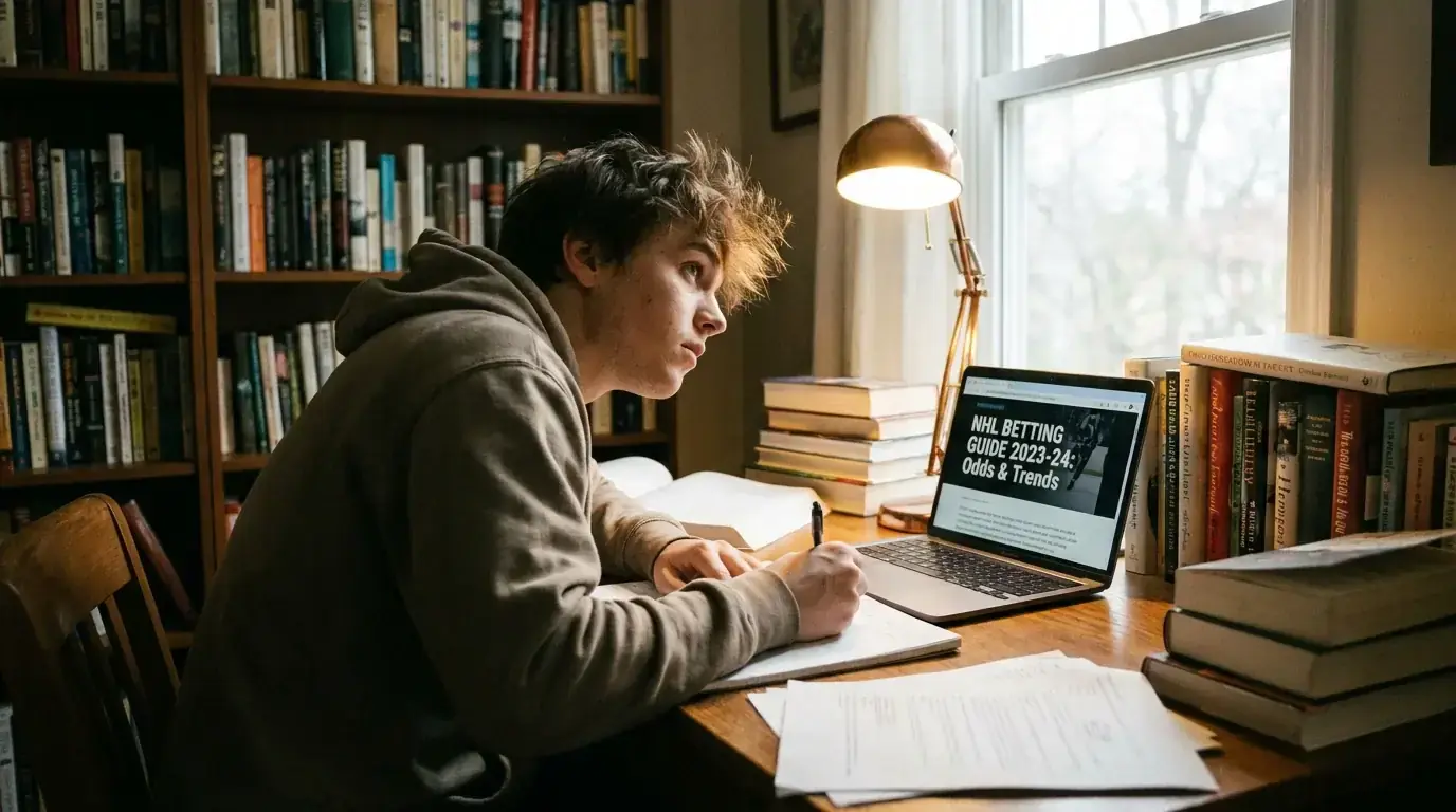 Beginner NHL bettor taking notes while learning from mistakes