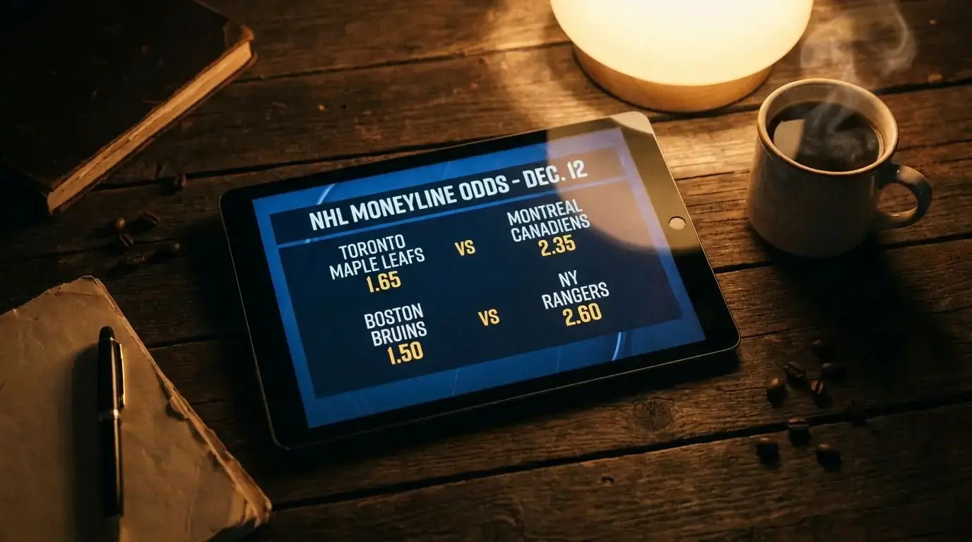 Decimal odds displayed for an NHL moneyline matchup