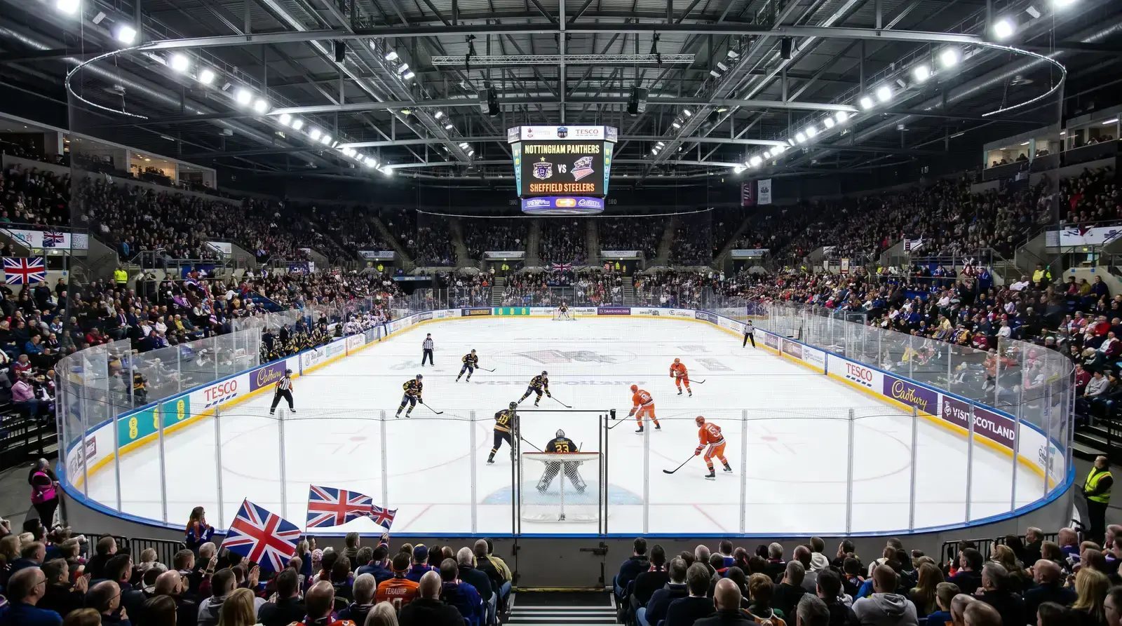 British EIHL ice hockey game in a UK arena