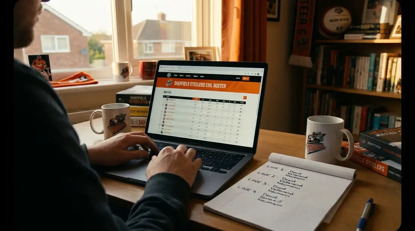 EIHL team roster research on a computer for betting analysis