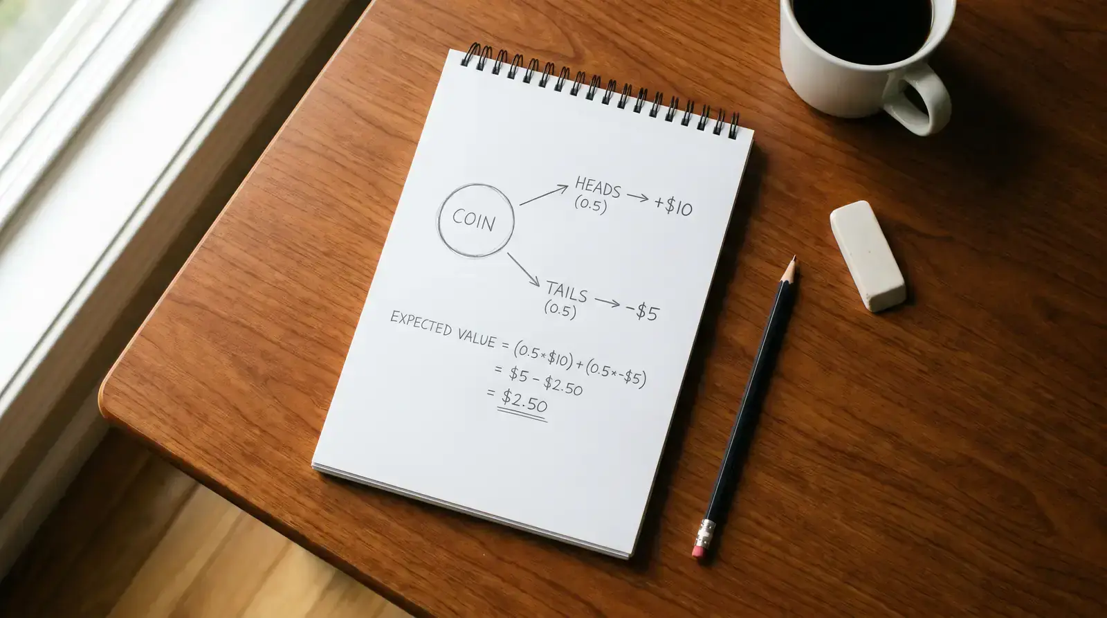 Expected value concept illustrated with simple probability example