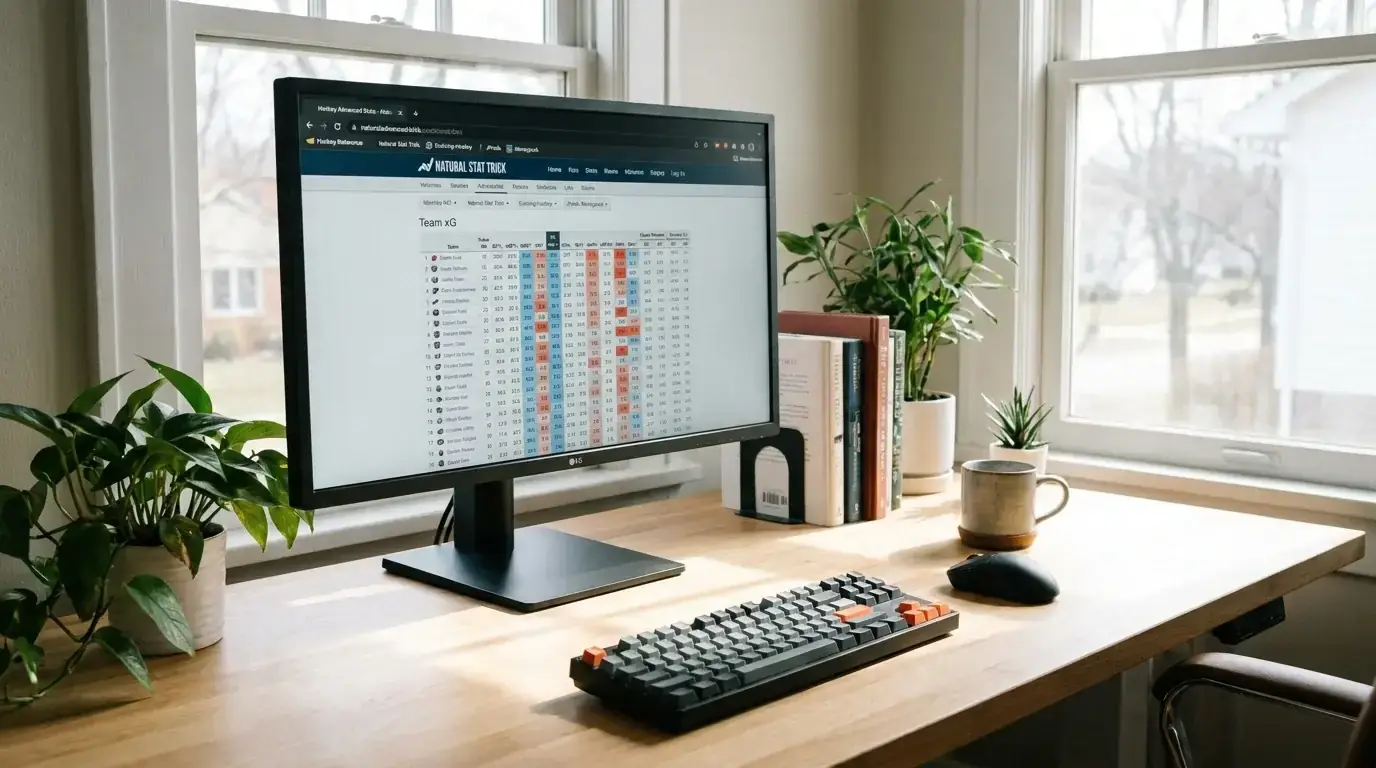 Free NHL advanced statistics website displayed on a computer monitor
