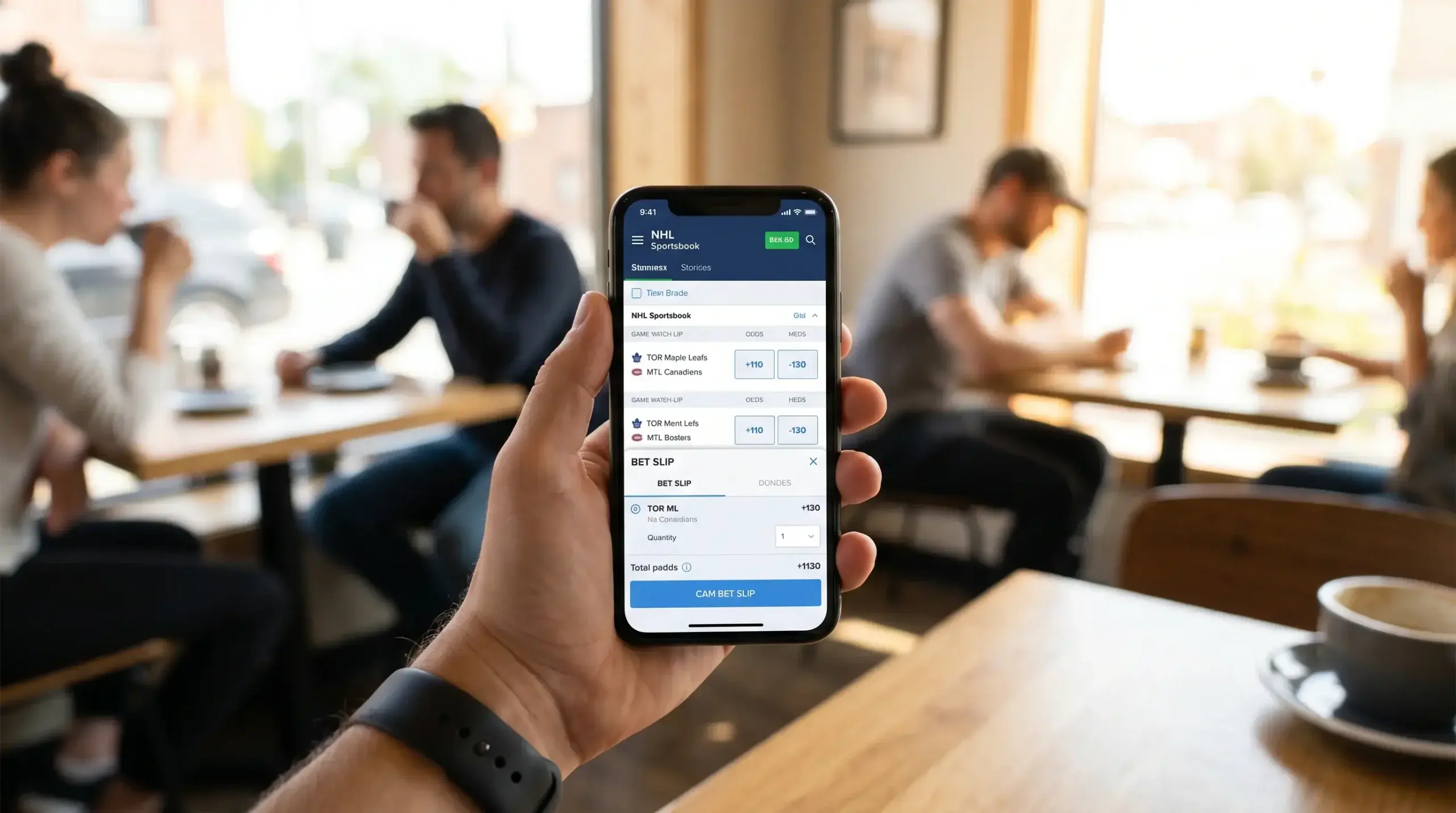Mobile betting app interface showing NHL hockey markets