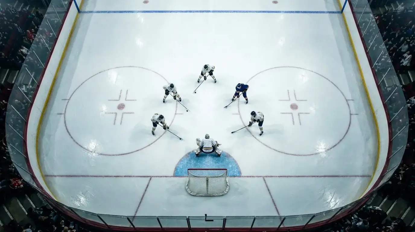 Defensive zone lockdown during a low-scoring NHL period