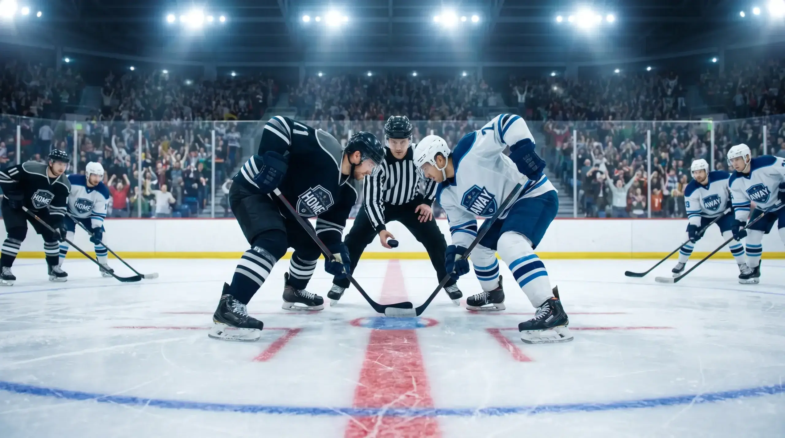 NHL opening faceoff at the start of the first period