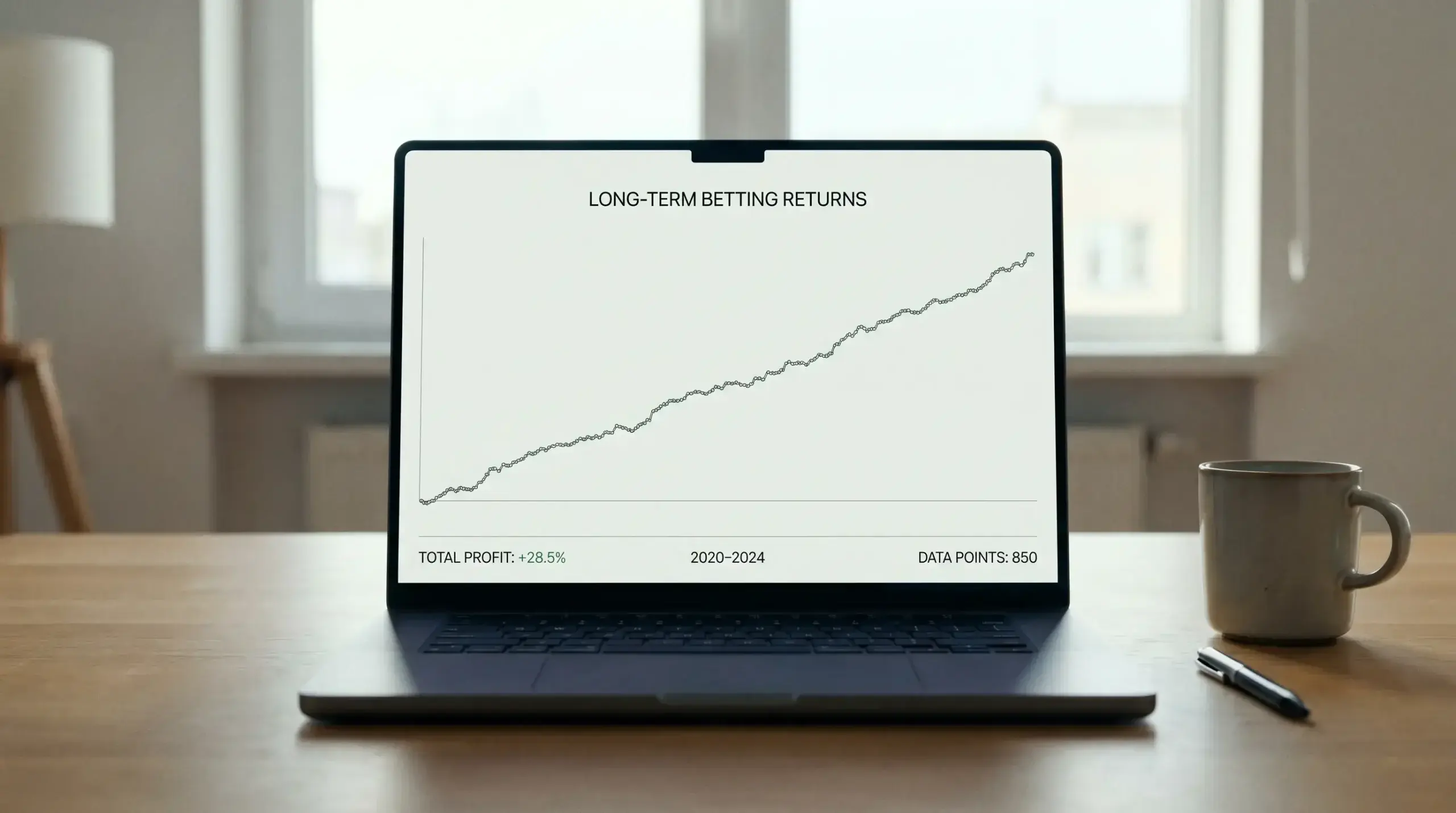 Graph showing long-term positive results from disciplined NHL value betting