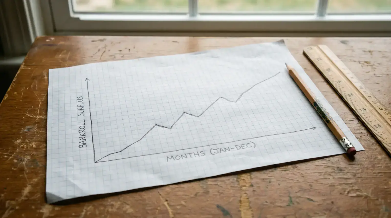 Simple chart showing steady bankroll growth from disciplined NHL betting