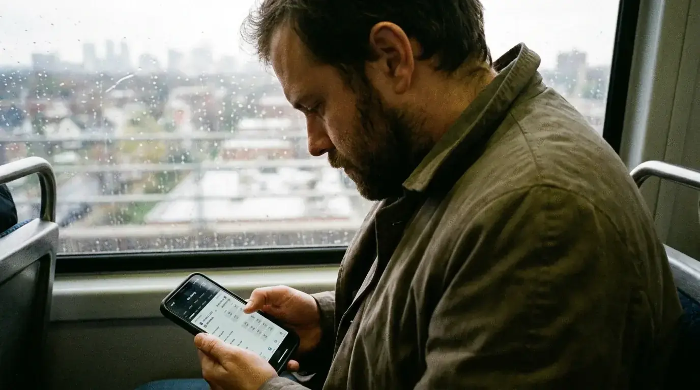 Bettor checking NHL odds on mobile app during commute