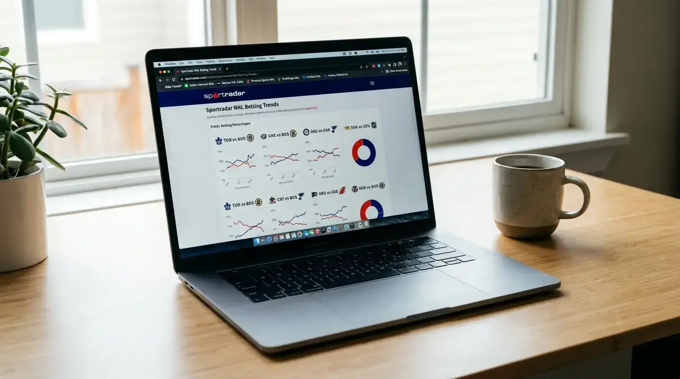 Screen showing sources for NHL sharp money and public betting data