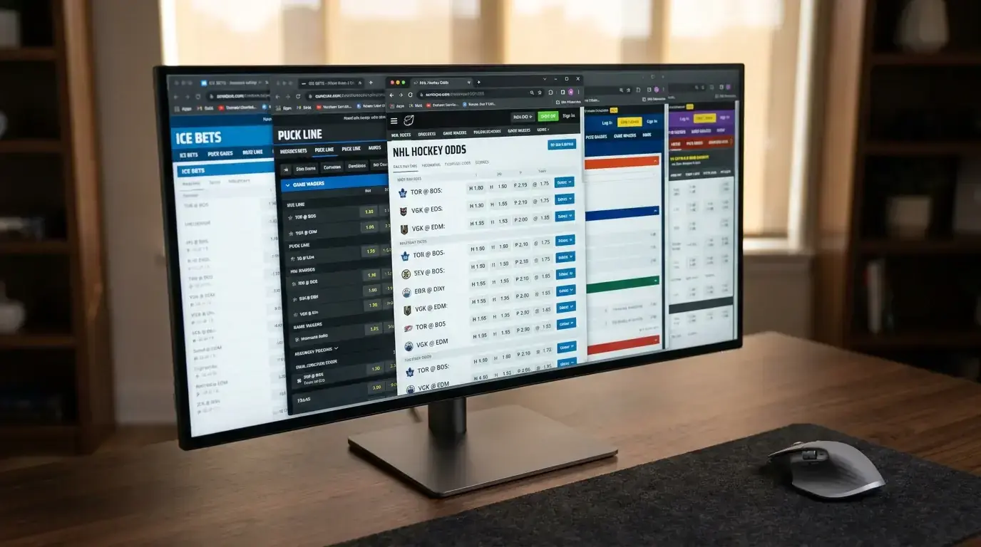 NHL coverage depth at a UK bookmaker listing moneyline puck line totals and player prop markets