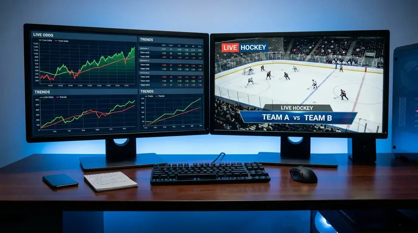 NHL line movement chart showing sharp money reverse movement before puck drop