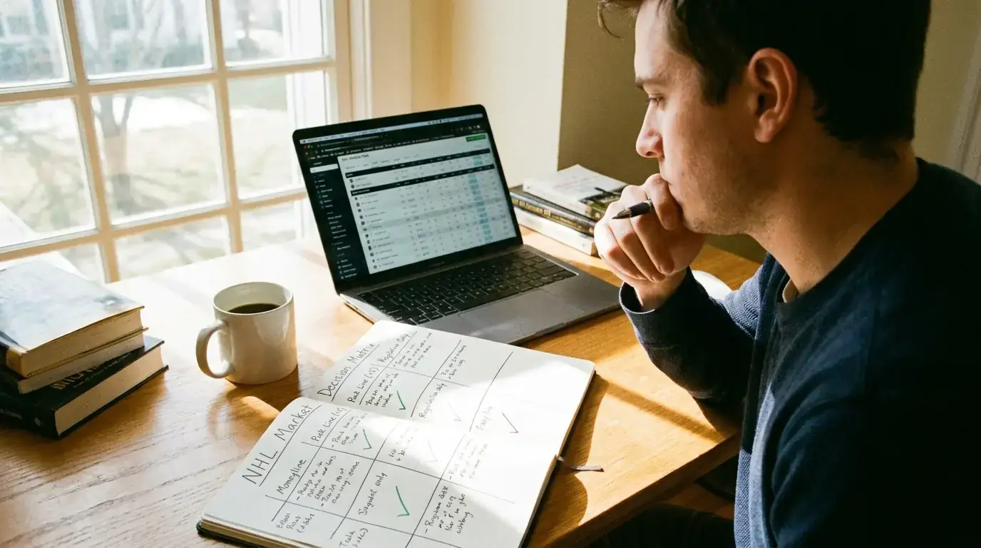 Bettor deciding which NHL market type matches their game analysis