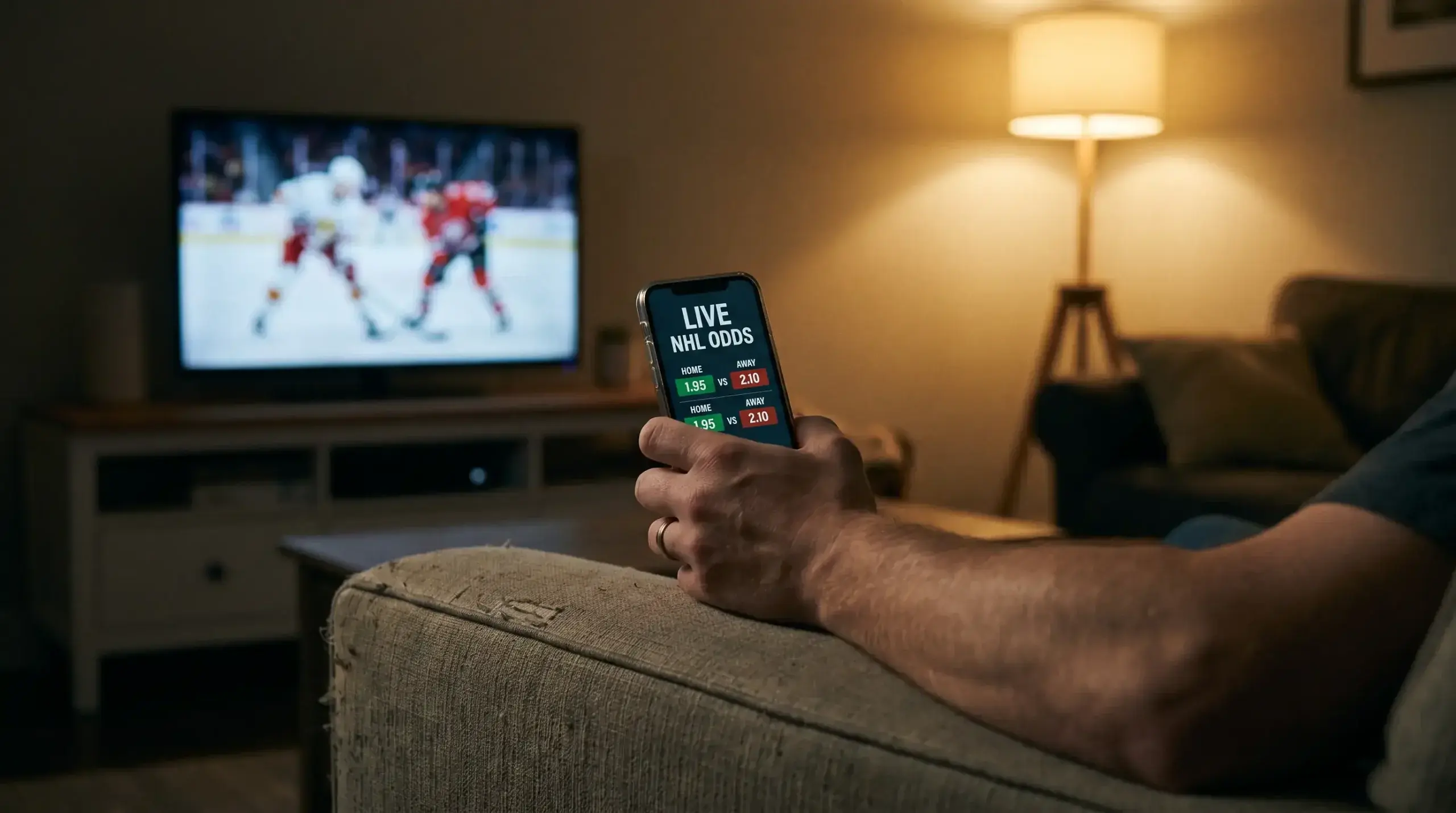 NHL mobile betting app interface displaying live hockey odds and quick bet placement features