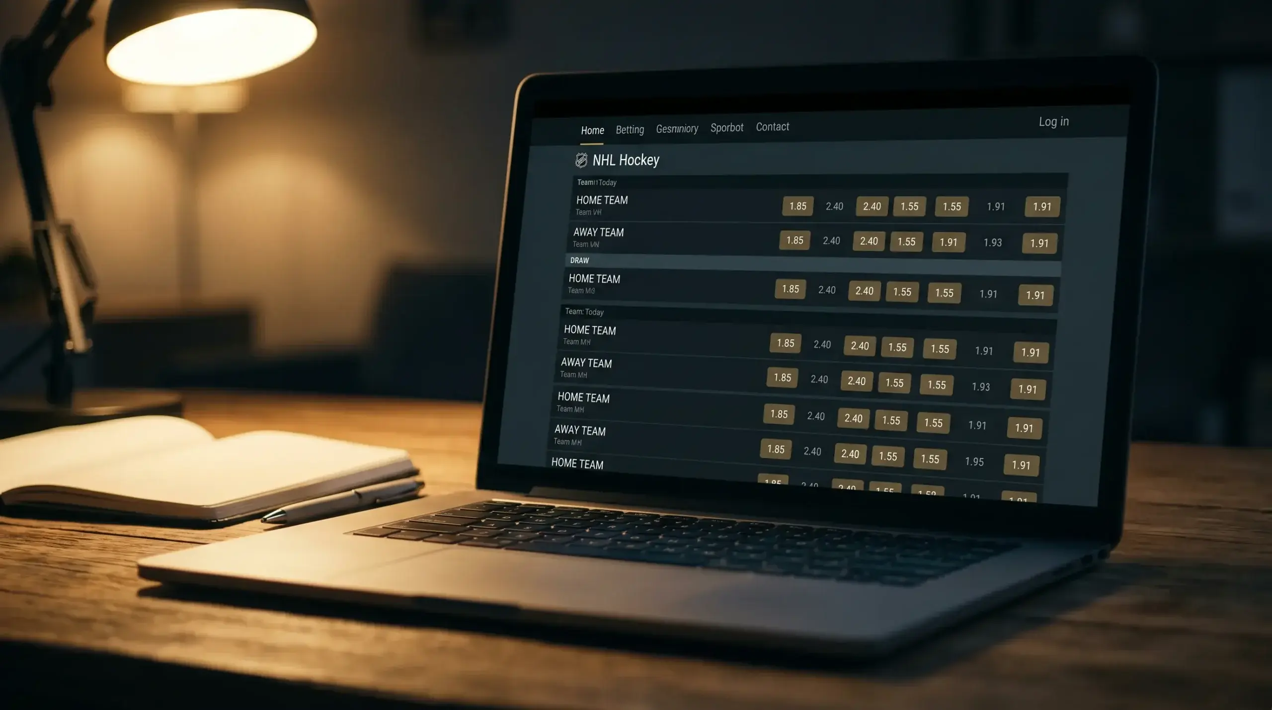 NHL moneyline decimal odds displayed on a UK bookmaker betting slip