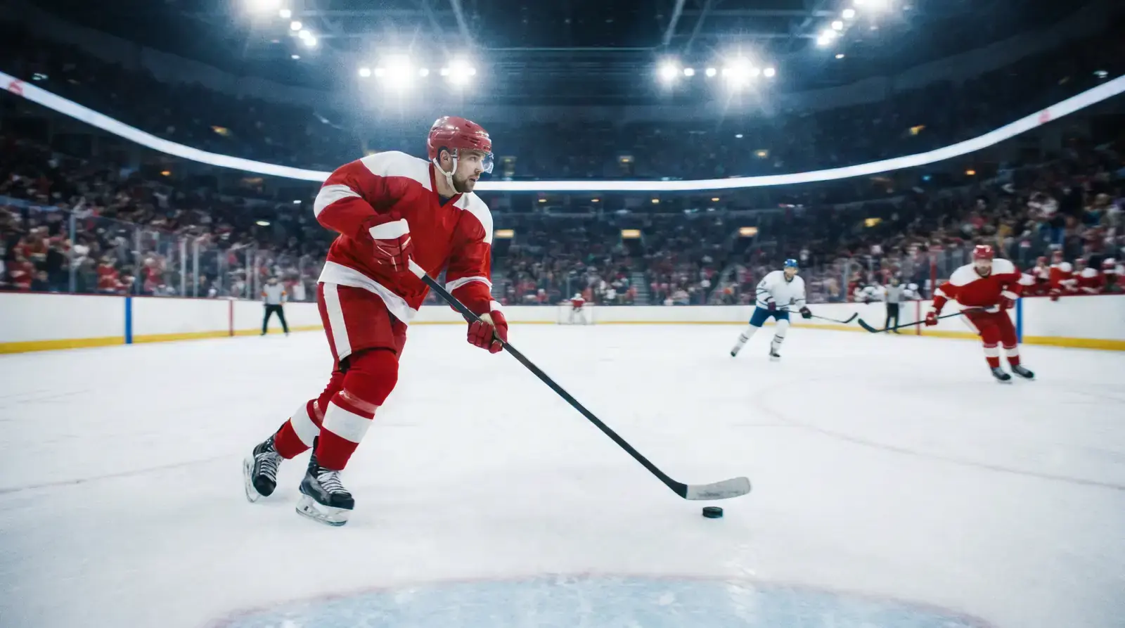 NHL overtime three-on-three hockey action on the ice