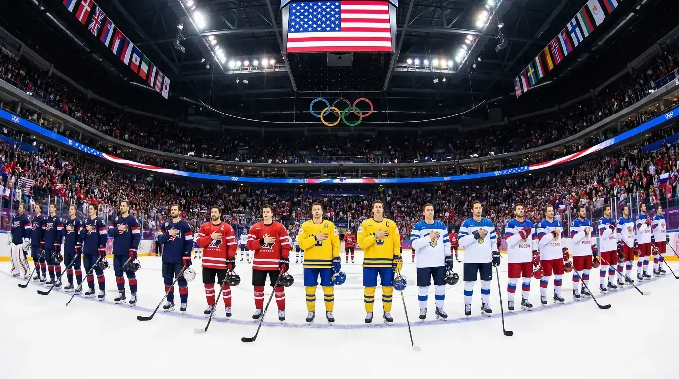 NHL star players wearing national team jerseys for Olympic competition