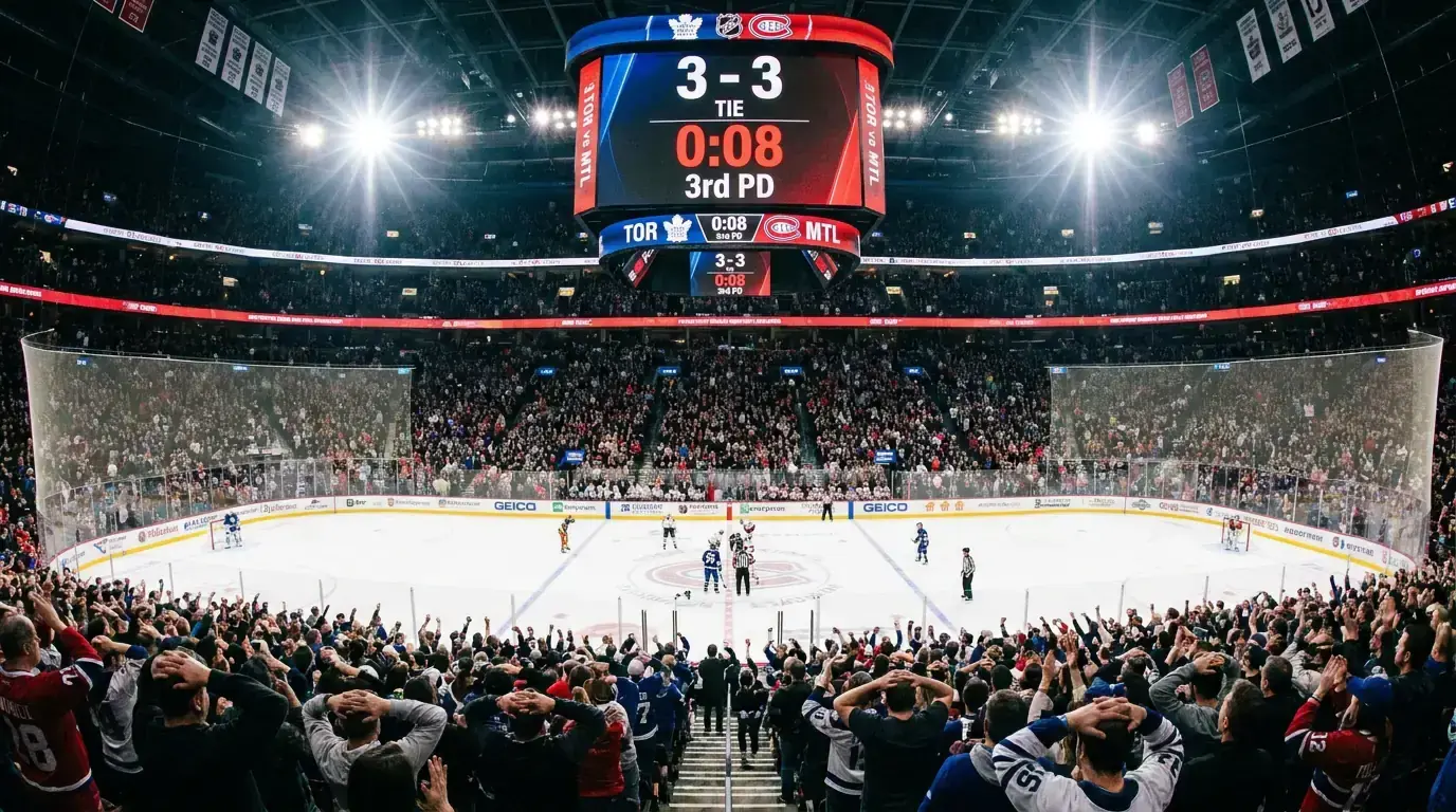 NHL game tied in the final seconds heading to overtime