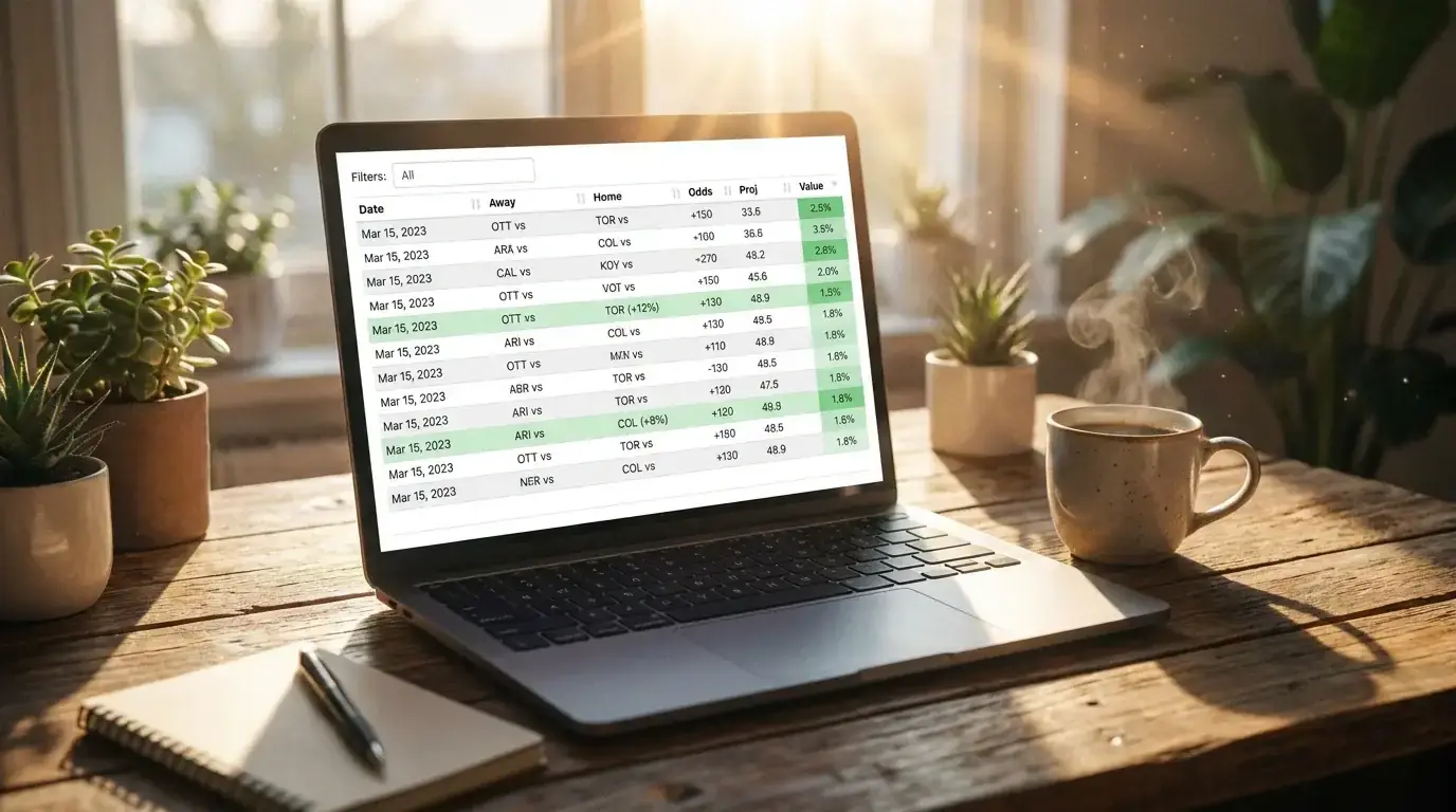 Workflow for screening NHL games to find value betting opportunities