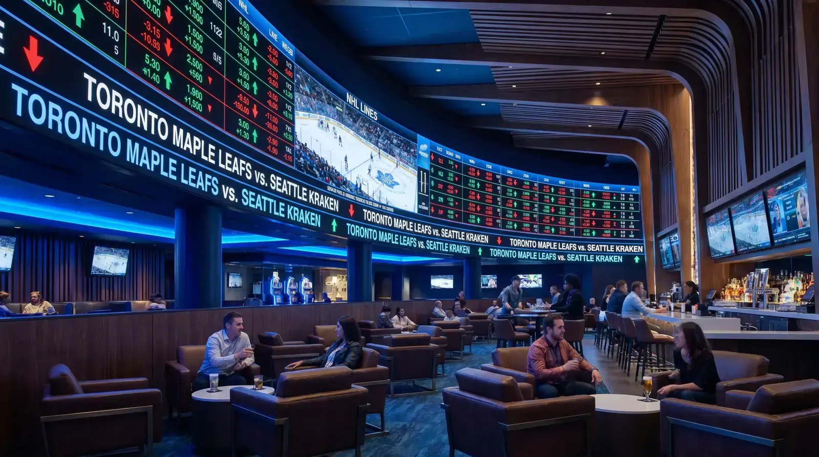 Sportsbook displaying NHL odds with line movement indicators
