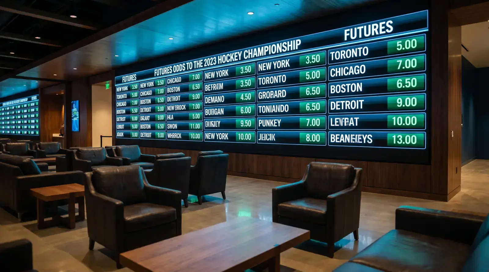Stanley Cup futures odds board with pre-season championship prices