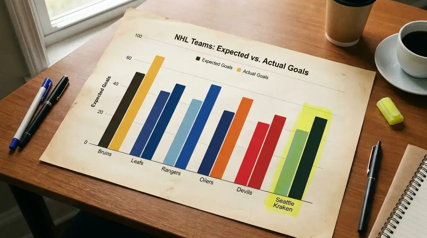 Comparison chart of NHL expected goals versus actual goals scored